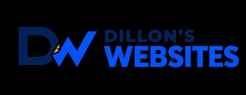 Dillons Websites logo with blue DW initials and checkmark on black background